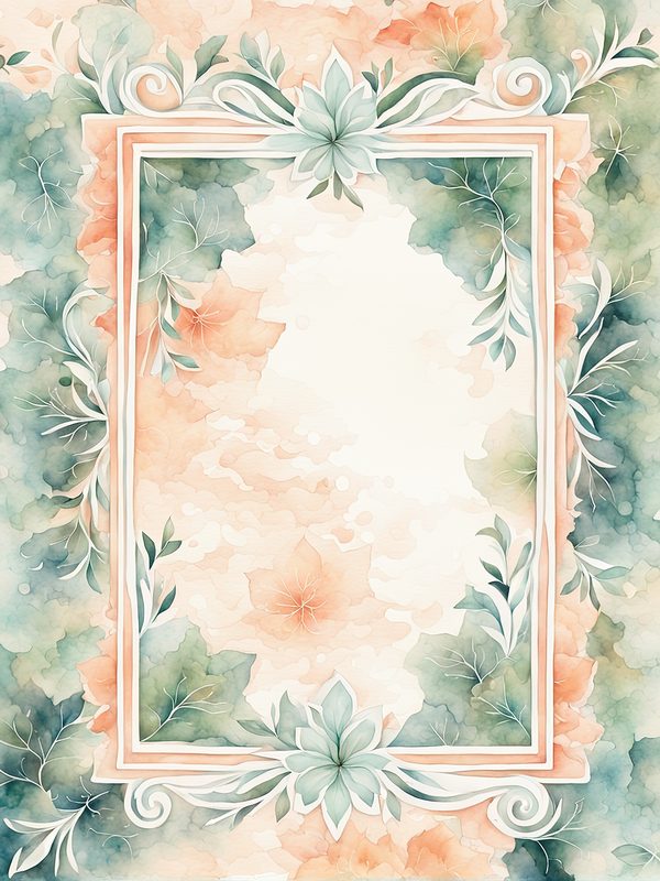 Watercolor Floral Frame Digital Paper: Peach & Teal (JPG, 10 Backgrounds) — image 13