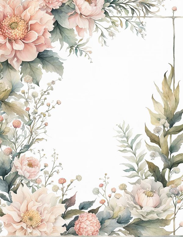 Watercolor Dahlia Frame: Blush Pink Floral Border (10 JPG Digital Paper) — image 12