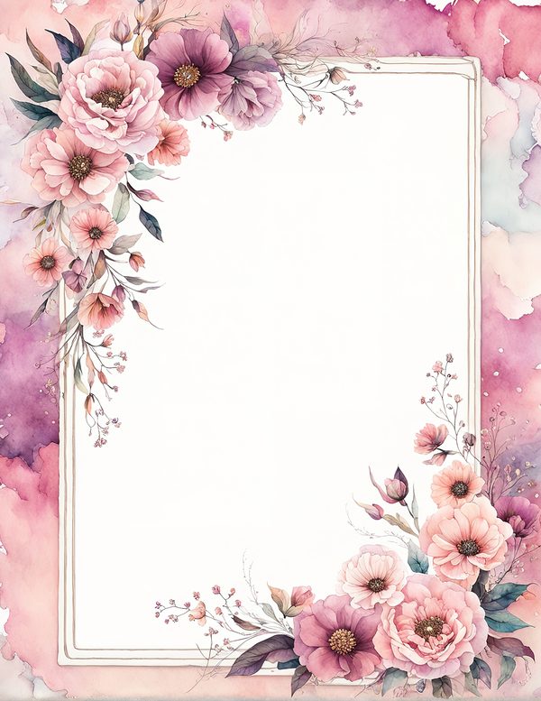 Watercolor Wildflower Frame: Pink Purple Floral Wedding Invitation (JPG Digital Paper) — image 6