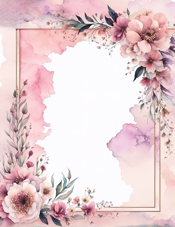 Watercolor Wildflower Frame: Pink Purple Floral Wedding Invitation (JPG Digital Paper) — image 7