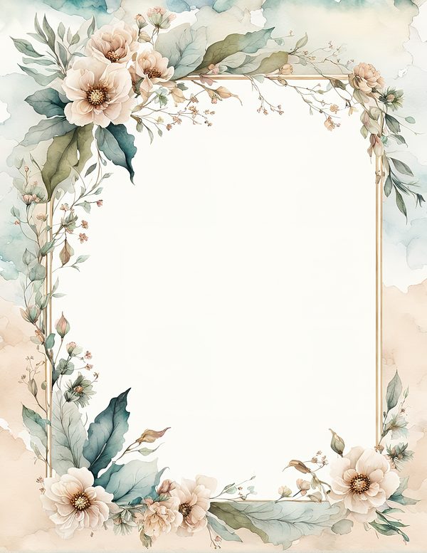 Watercolor Floral Frame Digital Paper: Sage Green & Beige (10 JPGs) (Commercial Use) — image 6