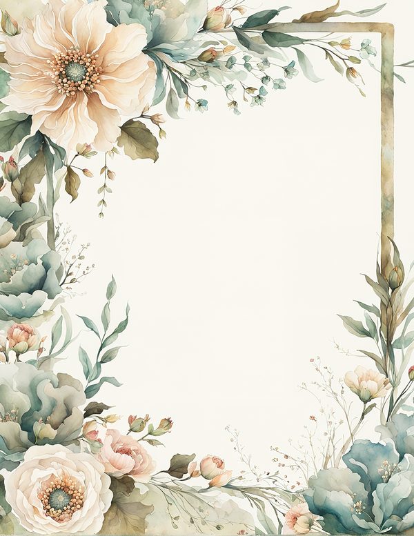 Watercolor Floral Frame Digital Paper: Sage Green & Beige (10 JPGs) (Commercial Use) — image 7