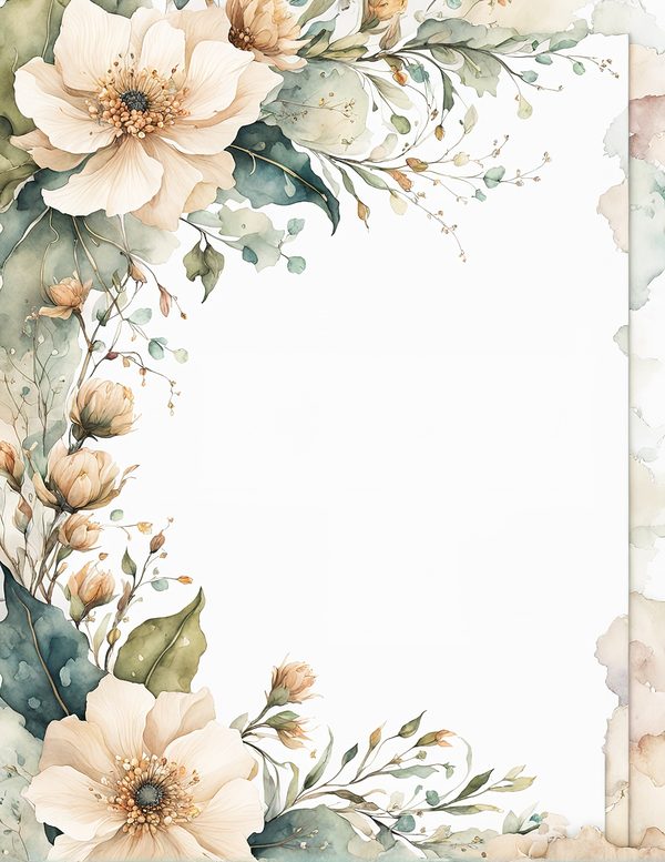 Watercolor Floral Frame Digital Paper: Sage Green & Beige (10 JPGs) (Commercial Use) — image 10