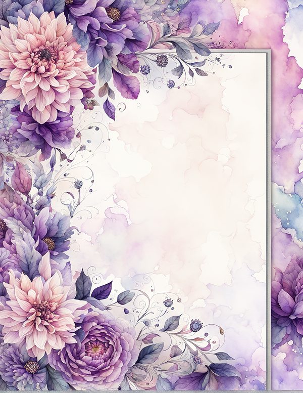 Watercolor Purple Dahlia Digital Paper: Floral Scrapbook Designs (10 JPGs) — image 4