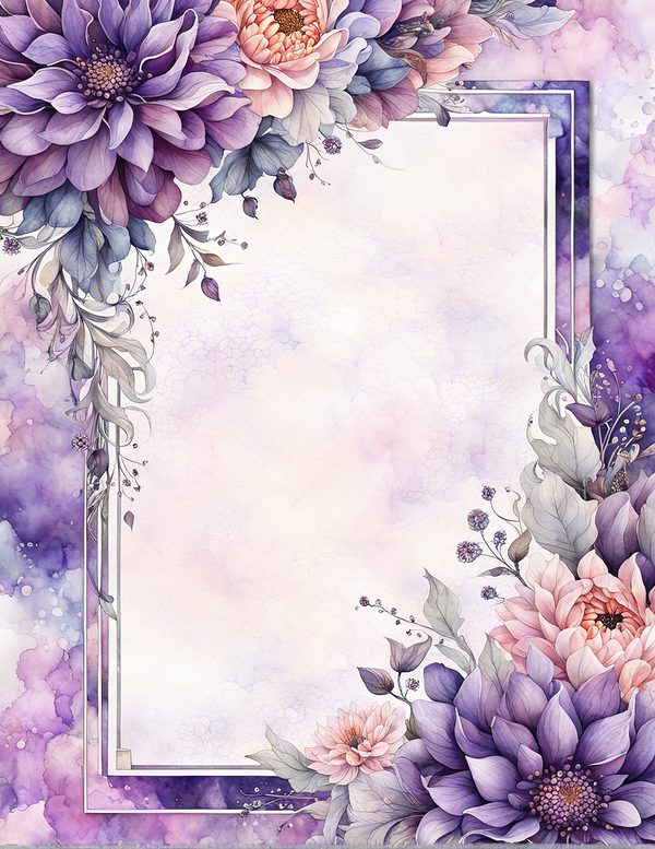 Watercolor Purple Dahlia Digital Paper: Floral Scrapbook Designs (10 JPGs) — image 5