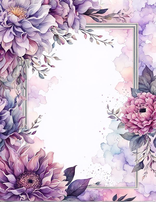 Watercolor Purple Dahlia Digital Paper: Floral Scrapbook Designs (10 JPGs) — image 7