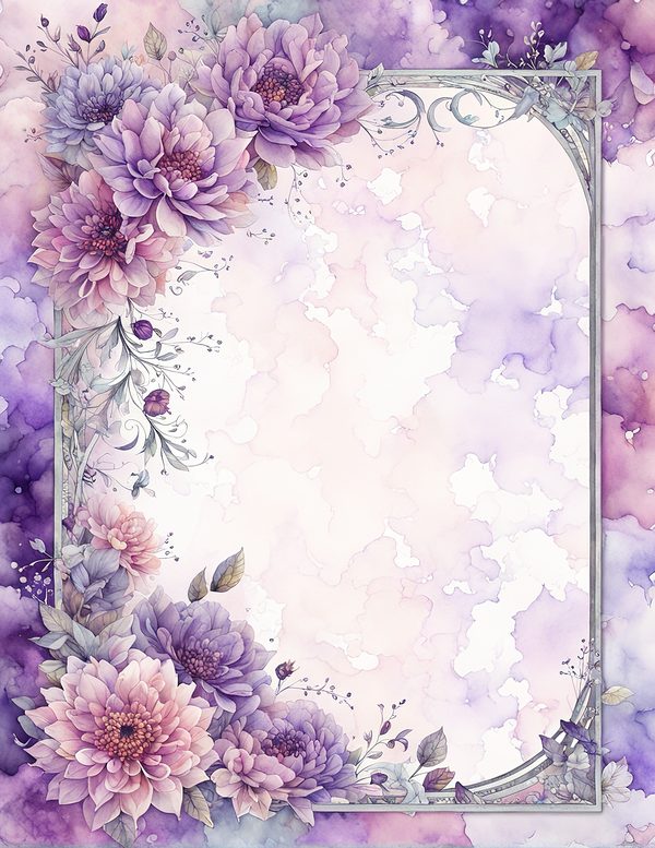Watercolor Purple Dahlia Digital Paper: Floral Scrapbook Designs (10 JPGs) — image 8