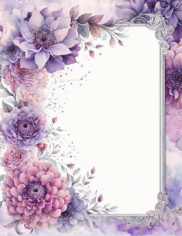 Watercolor Purple Dahlia Digital Paper: Floral Scrapbook Designs (10 JPGs) — image 9