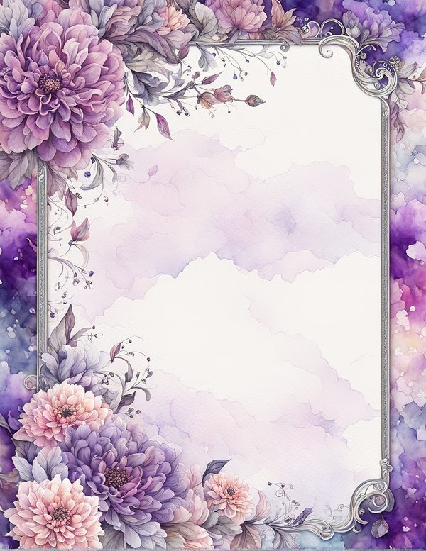 Watercolor Purple Dahlia Digital Paper: Floral Scrapbook Designs (10 JPGs) — image 10