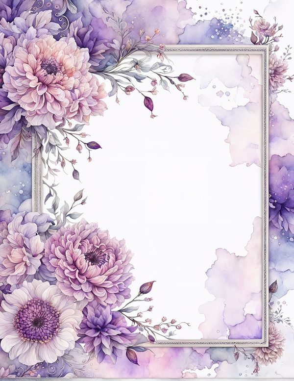 Watercolor Purple Dahlia Digital Paper: Floral Scrapbook Designs (10 JPGs) — image 11