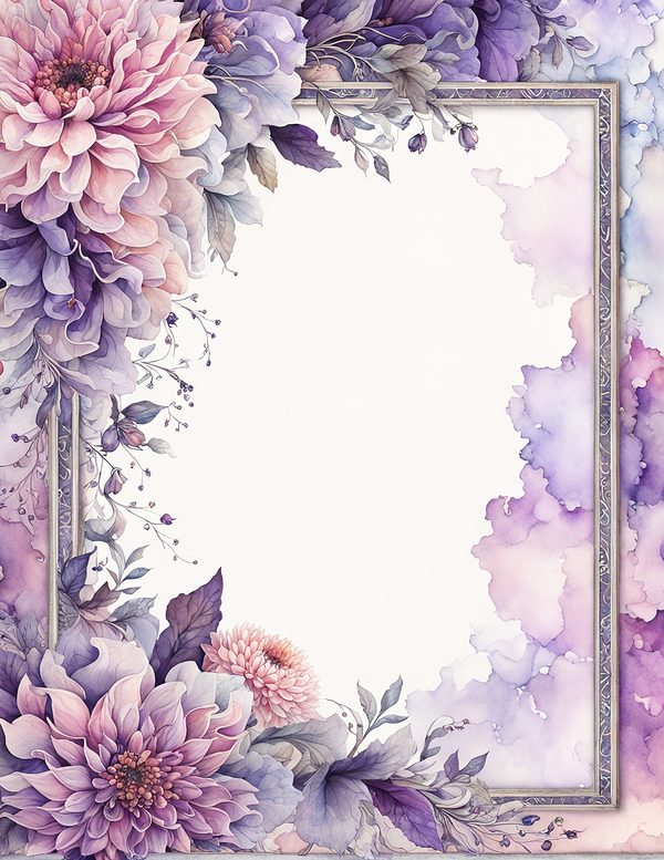 Watercolor Purple Dahlia Digital Paper: Floral Scrapbook Designs (10 JPGs) — image 12