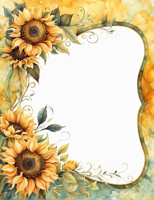 Watercolor Autumn Sunflower Digital Paper: Scrapbook & Wedding (10 JPGs) — image 7