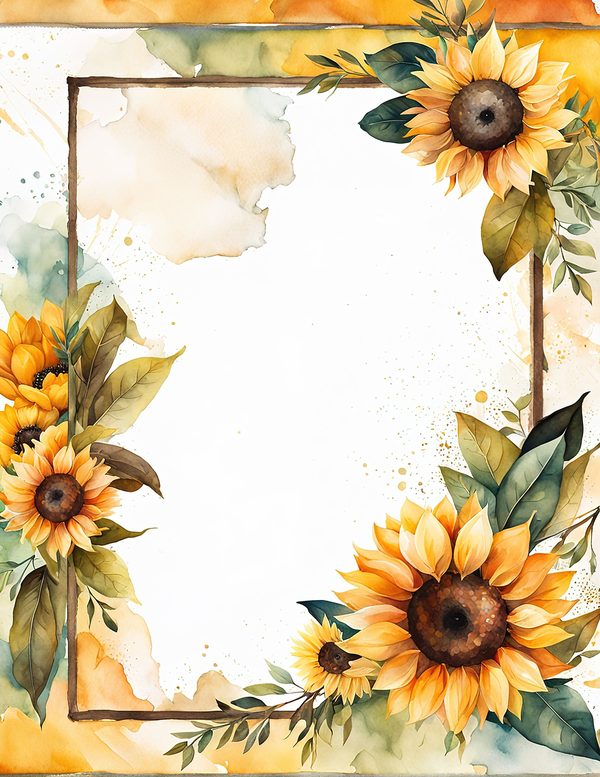 Watercolor Autumn Sunflower Digital Paper: Scrapbook & Wedding (10 JPGs) — image 9