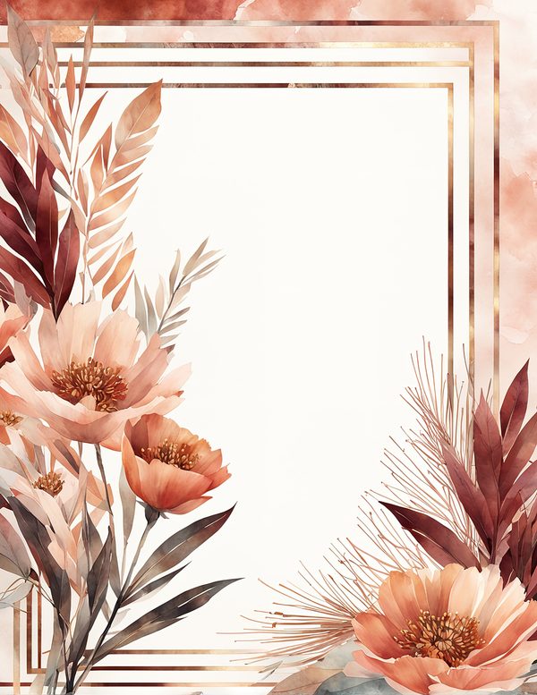 Watercolor Cosmos Art Deco Floral Frames: Digital Paper Pack (10 JPGs) — image 3