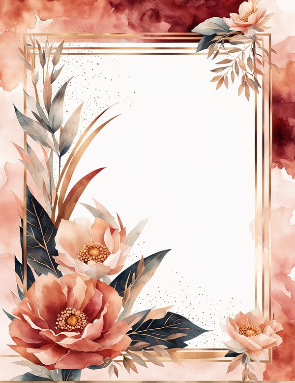 Watercolor Cosmos Art Deco Floral Frames: Digital Paper Pack (10 JPGs) — image 8