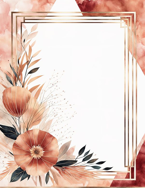 Watercolor Cosmos Art Deco Floral Frames: Digital Paper Pack (10 JPGs) — image 10