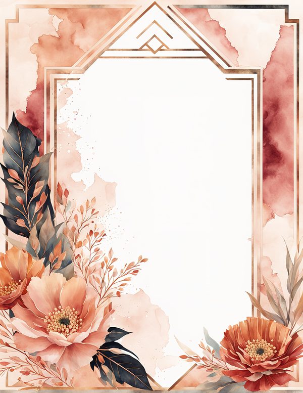 Watercolor Cosmos Art Deco Floral Frames: Digital Paper Pack (10 JPGs) — image 11