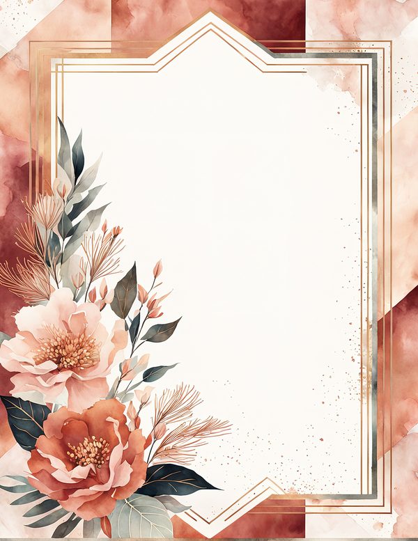Watercolor Cosmos Art Deco Floral Frames: Digital Paper Pack (10 JPGs) — image 12