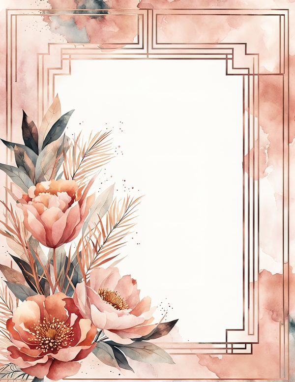 Watercolor Cosmos Art Deco Floral Frames: Digital Paper Pack (10 JPGs) — image 13
