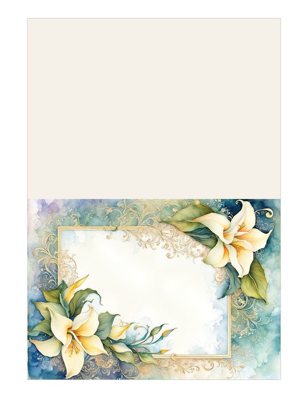 Lilies Floral Border Watercolor Digital Paper Kit: Printable Papers, Cards, Tags, Ephemera — image 12