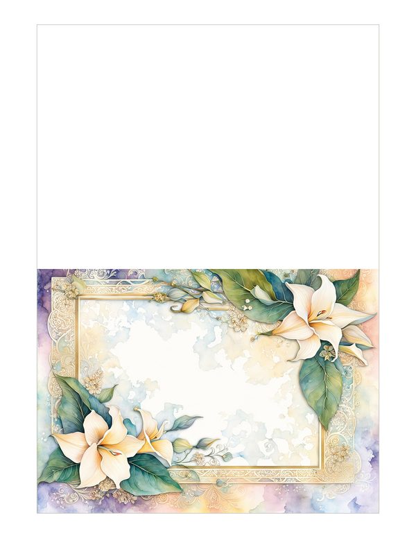 Lilies Floral Border Watercolor Digital Paper Kit: Printable Papers, Cards, Tags, Ephemera — image 20