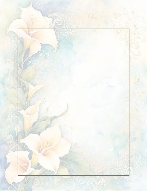 Lilies Floral Border Watercolor Digital Paper Kit: Printable Papers, Cards, Tags, Ephemera — image 34