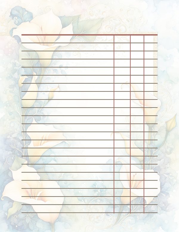 Lilies Floral Border Watercolor Digital Paper Kit: Printable Papers, Cards, Tags, Ephemera — image 36
