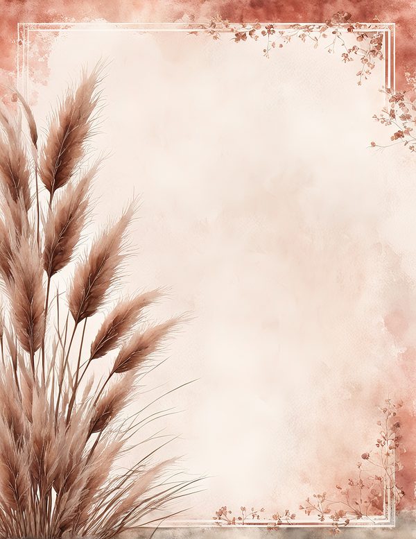 Pampas Grass Watercolor Digital Paper Kit: Printable Papers, Cards, Tags, Ephemera - Commercial Use — image 1