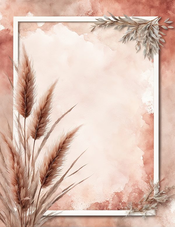 Pampas Grass Watercolor Digital Paper Kit: Printable Papers, Cards, Tags, Ephemera - Commercial Use — image 4