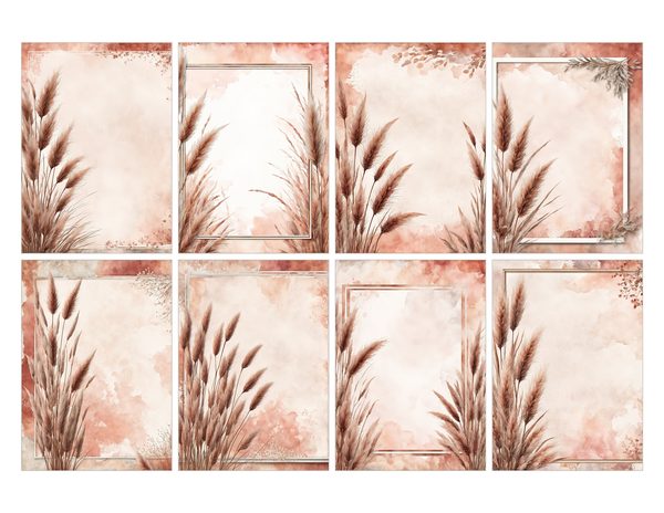 Pampas Grass Watercolor Digital Paper Kit: Printable Papers, Cards, Tags, Ephemera - Commercial Use — image 27