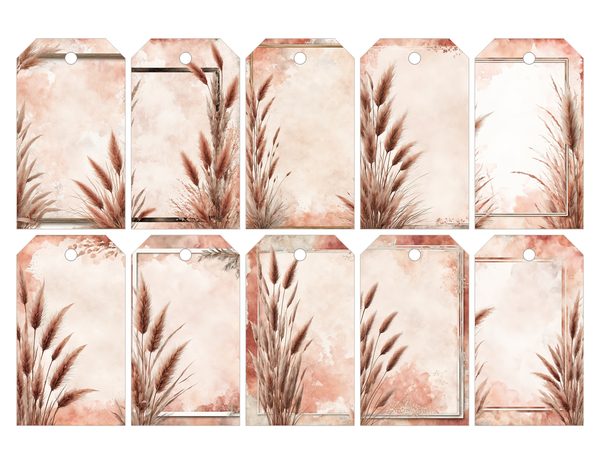 Pampas Grass Watercolor Digital Paper Kit: Printable Papers, Cards, Tags, Ephemera - Commercial Use — image 28