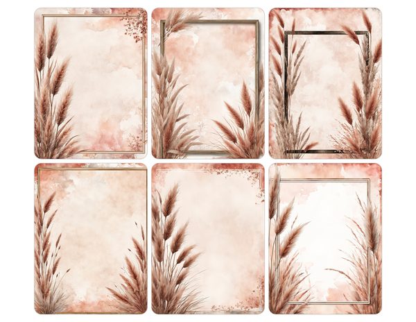 Pampas Grass Watercolor Digital Paper Kit: Printable Papers, Cards, Tags, Ephemera - Commercial Use — image 29