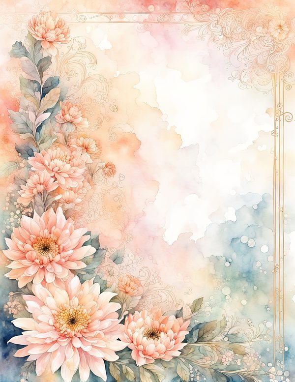 Dahlia Gold Frame Watercolor Digital Paper Kit: Printable Papers, Cards, Tags, Ephemera — image 4