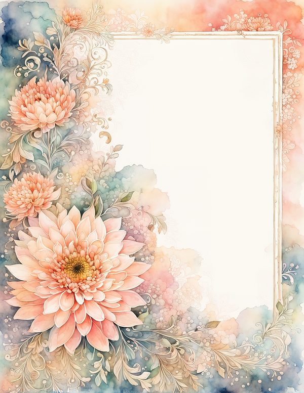 Dahlia Gold Frame Watercolor Digital Paper Kit: Printable Papers, Cards, Tags, Ephemera — image 5