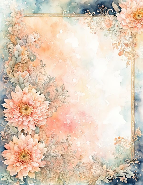 Dahlia Gold Frame Watercolor Digital Paper Kit: Printable Papers, Cards, Tags, Ephemera — image 6