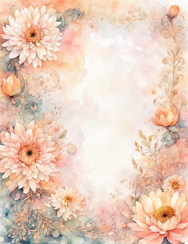 Dahlia Gold Frame Watercolor Digital Paper Kit: Printable Papers, Cards, Tags, Ephemera — image 8