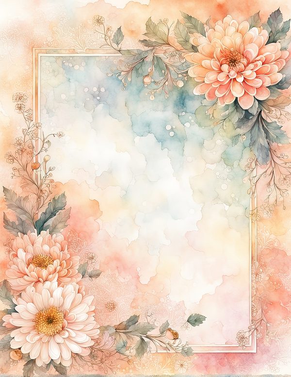 Dahlia Gold Frame Watercolor Digital Paper Kit: Printable Papers, Cards, Tags, Ephemera — image 9