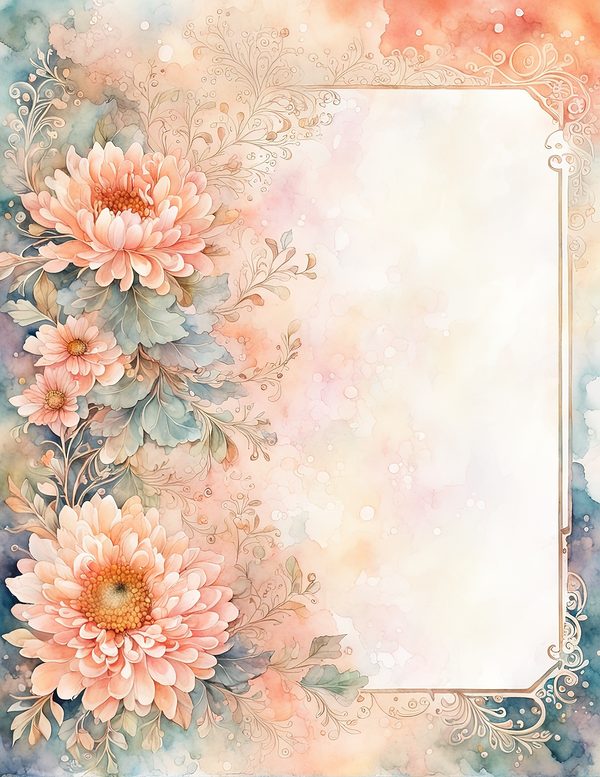 Dahlia Gold Frame Watercolor Digital Paper Kit: Printable Papers, Cards, Tags, Ephemera — image 10