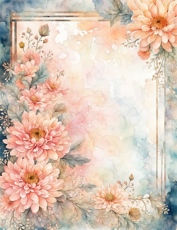 Dahlia Gold Frame Watercolor Digital Paper Kit: Printable Papers, Cards, Tags, Ephemera — image 11