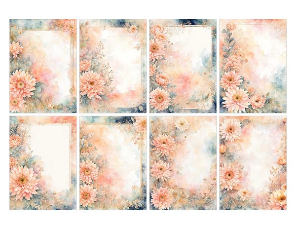 Dahlia Gold Frame Watercolor Digital Paper Kit: Printable Papers, Cards, Tags, Ephemera — image 27