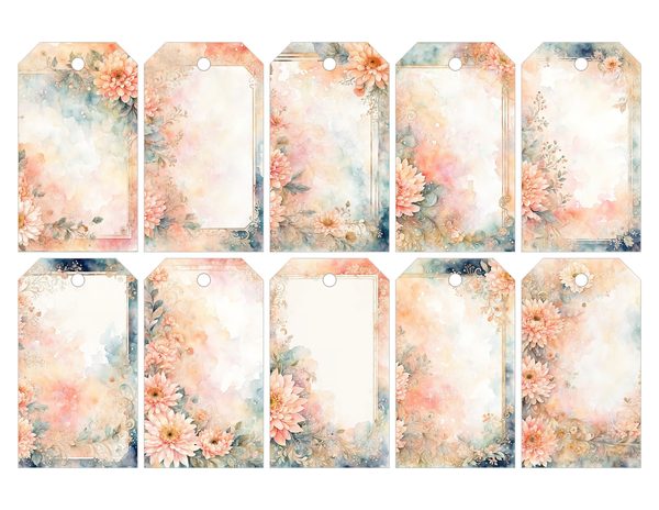 Dahlia Gold Frame Watercolor Digital Paper Kit: Printable Papers, Cards, Tags, Ephemera — image 28