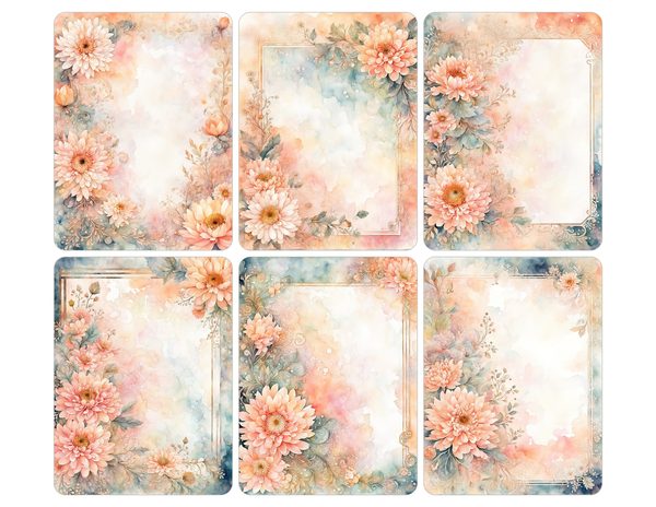 Dahlia Gold Frame Watercolor Digital Paper Kit: Printable Papers, Cards, Tags, Ephemera — image 29