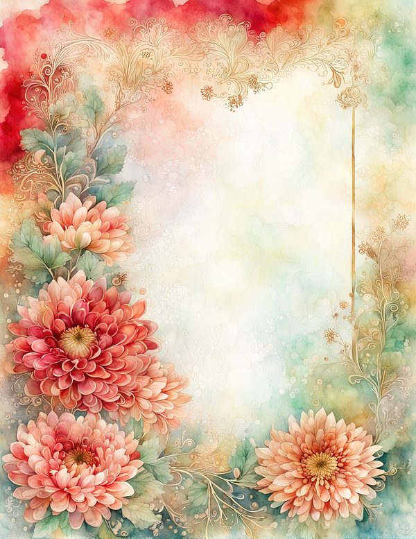 Red and Green Floral Watercolor Digital Paper Kit: Printable Papers, Cards, Tags, Ephemera — image 3