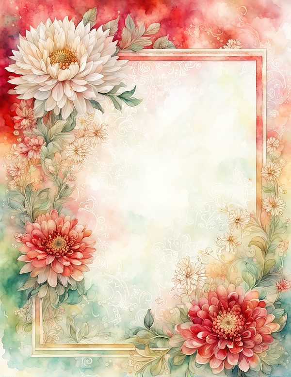 Red and Green Floral Watercolor Digital Paper Kit: Printable Papers, Cards, Tags, Ephemera — image 7