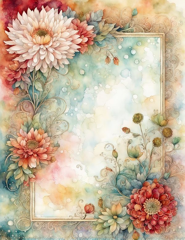 Red and Green Floral Watercolor Digital Paper Kit: Printable Papers, Cards, Tags, Ephemera — image 9