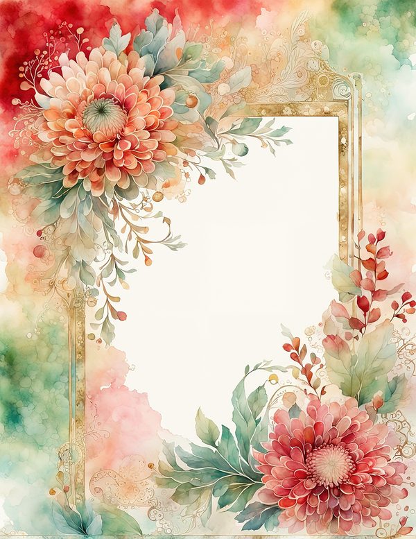 Red and Green Floral Watercolor Digital Paper Kit: Printable Papers, Cards, Tags, Ephemera — image 10