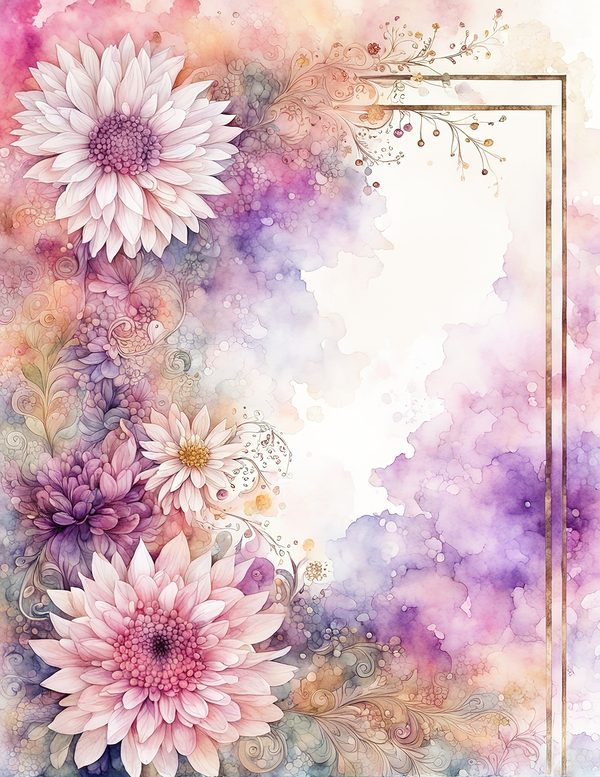 Blush Floral Frame Watercolor Digital Paper Kit: Printable Papers, Cards, Tags, Ephemera — image 1