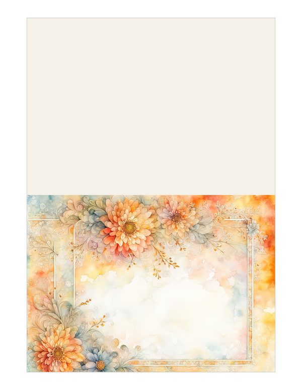 Peach Dahlia Border Watercolor Digital Paper Kit: Printable Papers, Cards, Tags, Ephemera — image 11