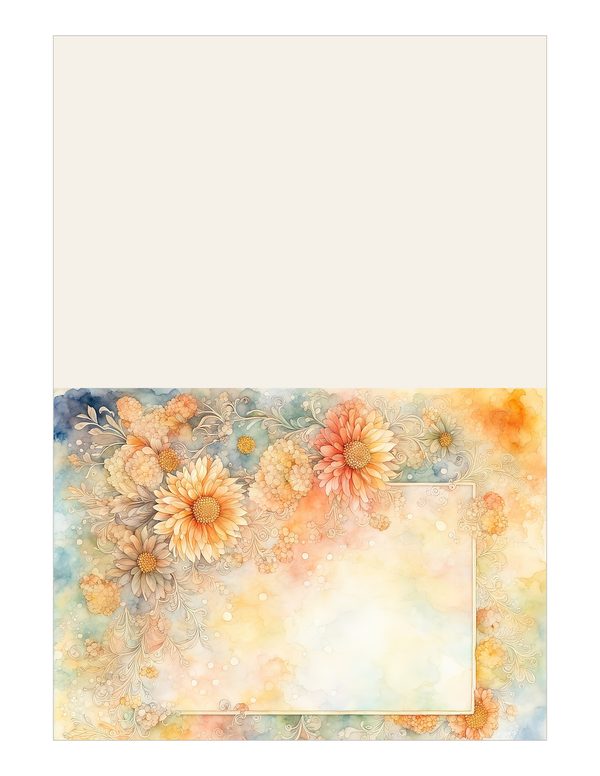 Peach Dahlia Border Watercolor Digital Paper Kit: Printable Papers, Cards, Tags, Ephemera — image 12