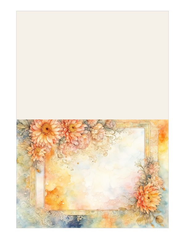 Peach Dahlia Border Watercolor Digital Paper Kit: Printable Papers, Cards, Tags, Ephemera — image 13